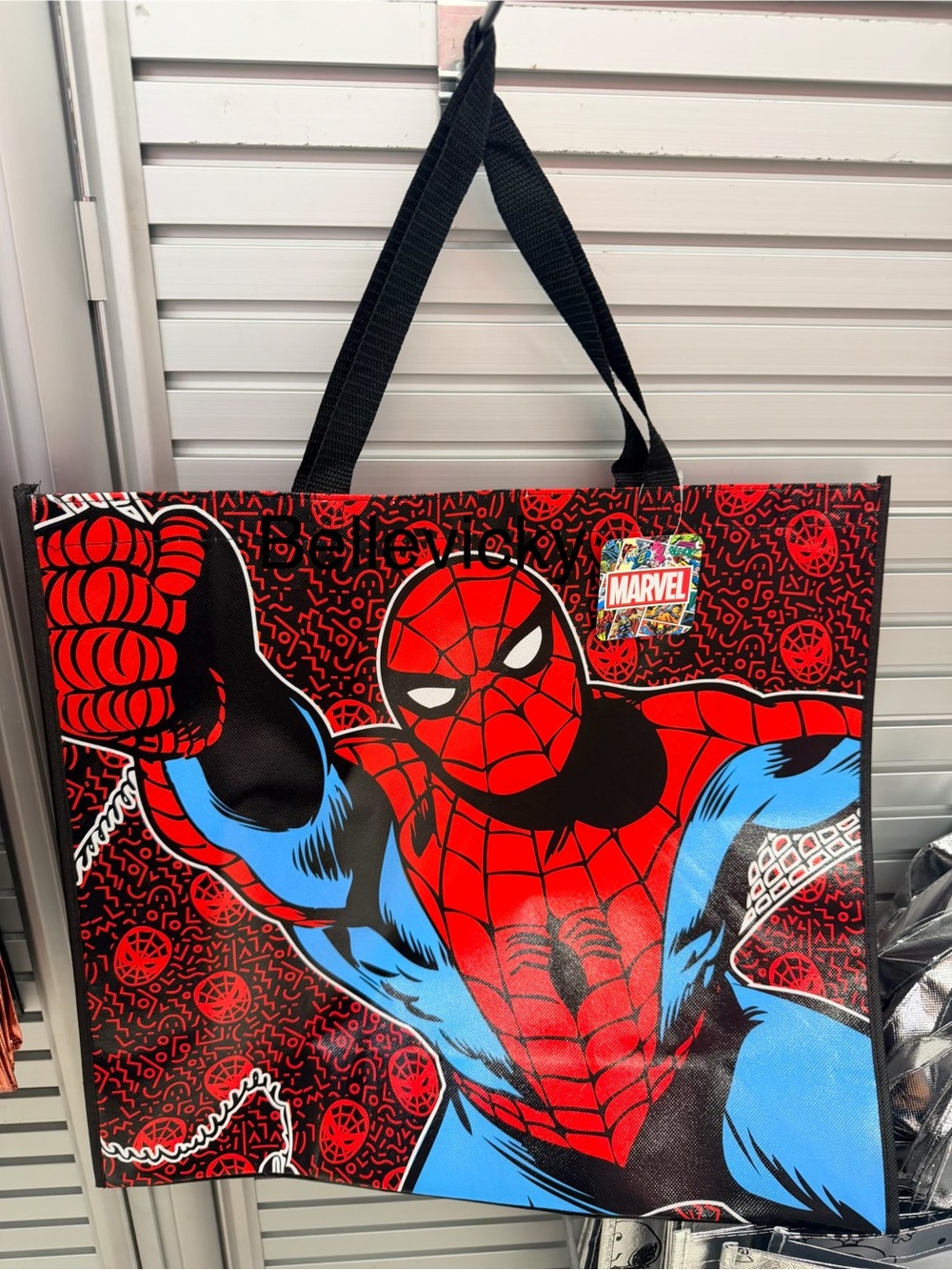 Marvel Spider-Man Red Blue Black Graphic Reusable Tote 19x17x7